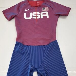 Nike Pro Elite Speedsuit Medium Men Red Blue USA International Team Track Field